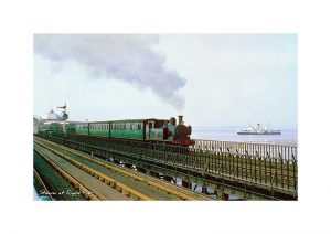 vintage photograph Steam train at Ryde Pier Isle Of Wight