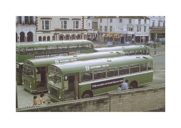 Vintage photograph Ryde Esplanade Buses Isle Of Wight