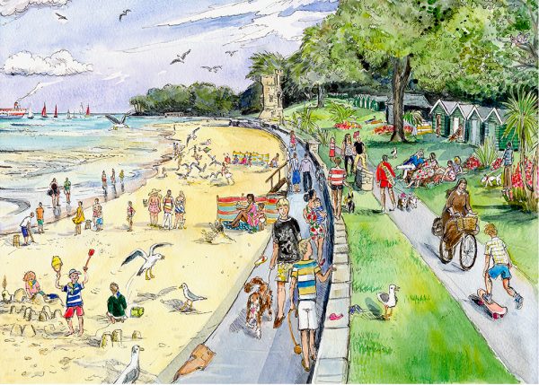 Maria Ward Artist Appley Beach Print Isle Of Wight