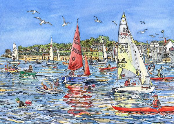 Gurnard sailing Island artist Maria Ward Isle Of wight Limited Edition Print