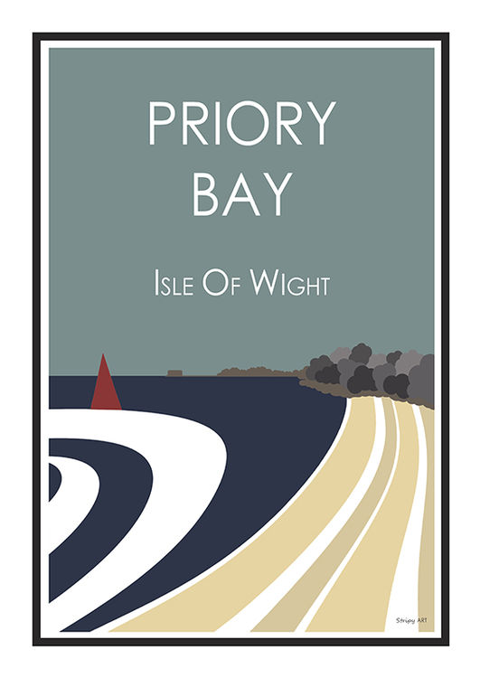 Priory Bay Seaview Stripy art Travel poster Isle Of Wight Suzanne Whitmarsh