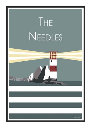 The Needles Stripy art Travel poster Isle Of Wight Suzanne Whitmarsh