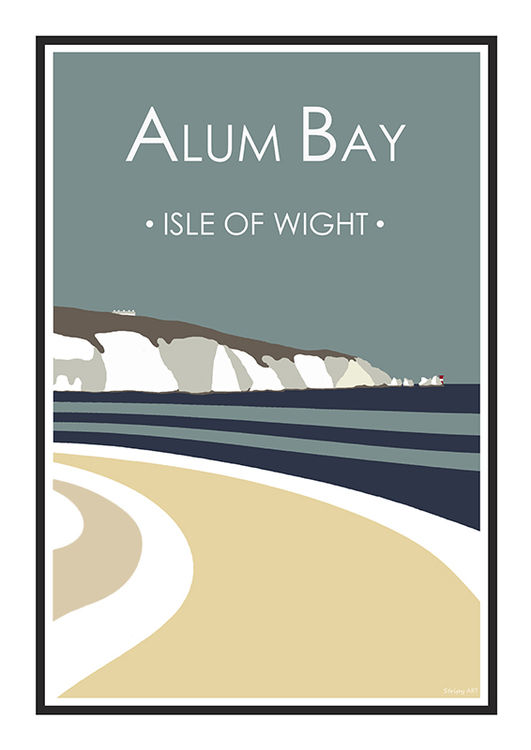 Stripy art Travel poster Alum Bay Isle Of Wight Suzanne Whitmarsh