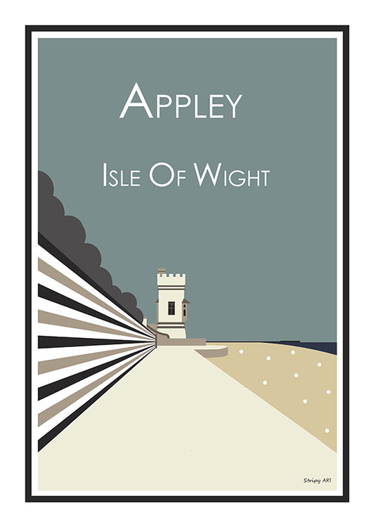 Stripy art Travel poster Appley tower Ryde Isle Of Wight Suzanne Whitmarsh