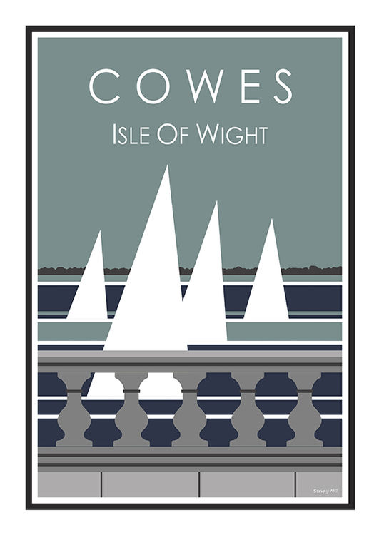 Cowes Sails Stripy art Travel poster Isle Of Wight Suzanne Whitmarsh