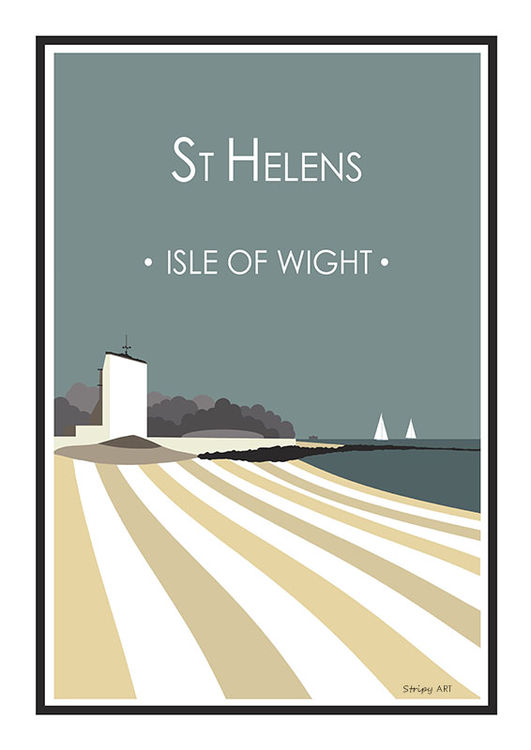 St Helens old church Stripy art Travel poster Isle Of Wight Suzanne Whitmarsh