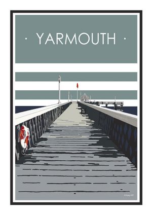 Yarmouth Pier Stripy art Travel poster Isle Of Wight Suzanne Whitmarsh