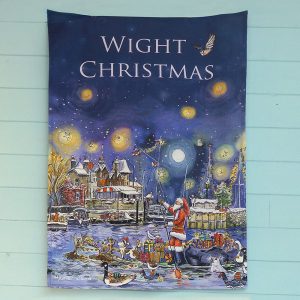 Maria ward local artist wight christmas teatowel father christmas santa cowes isle of wight